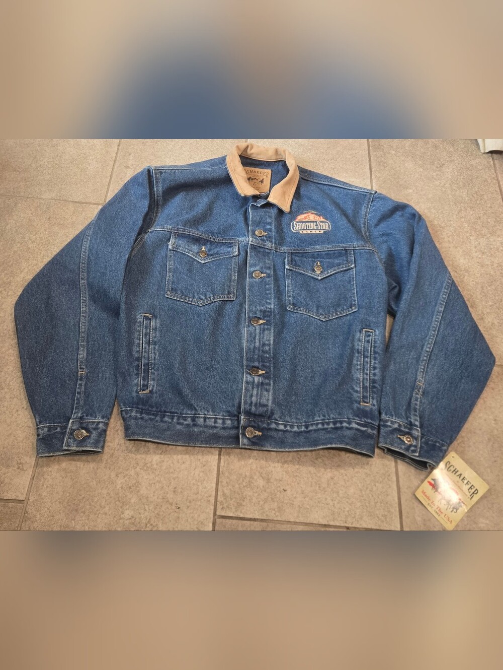Vintage Schaefer Outfitter Denim Trucker Jacket Mens Large L Made In USA NWT